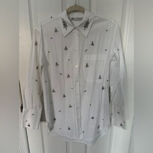 Zara Embellished Button Down Shirt